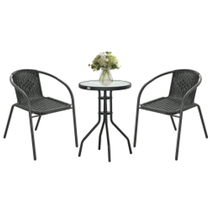 Outsunny 3 Pieces Rattan Bistro Set - Black