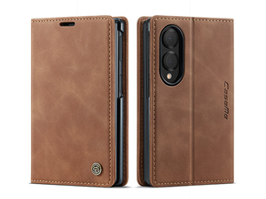 CaseMe Synthetic Leather Wallet Case with Stand for Galaxy Z Fold8 - Tan