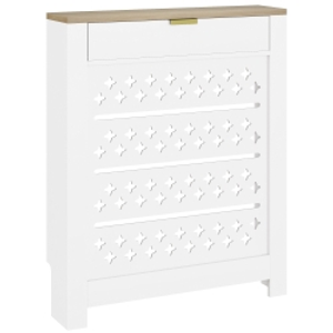 HOMCOM Cubierta para Radiador Cubre-Radiador con Armario Abatible y Estante Superior 78x19x95,5 cm Blanco