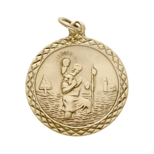 Pre-Owned 9ct Yellow Gold Round St.Christopher Pendant
