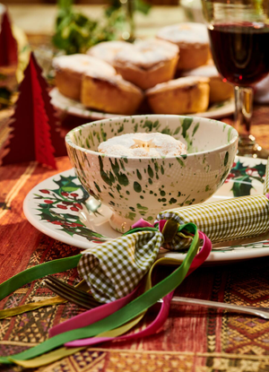 Green Splatter French Bowl