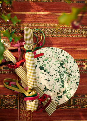 Green Splatter Medium Dinner Plate, 8.5 Inch
