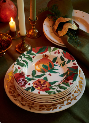Festive Pomegranate Medium Dinner Plate, 8.5 Inch