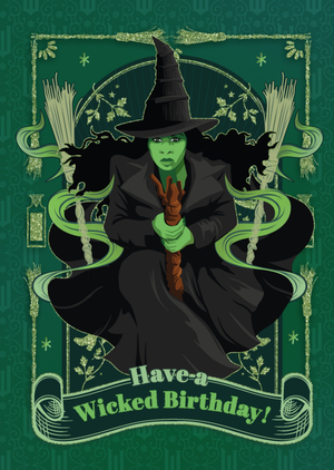 Wicked Elphaba Illustrated Decorative Birthday Card