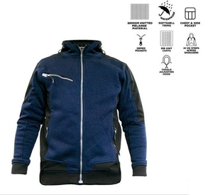 Cargo Action Zip Up Hoodie - Black and Navy Large 