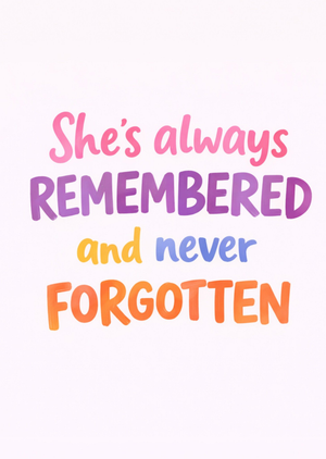 Moonpig Always Remembered & Never Forgotten Typographic Sympathy Card