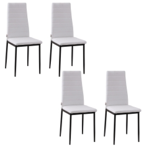 HOMCOM Set of 4 dining chairs dining room chairs with high back metal legs and linen fabric 41x50x97cm white