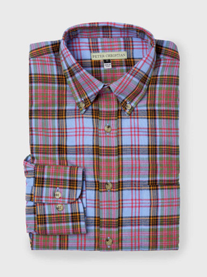 Blue Brushed Cotton Tartan Shirt