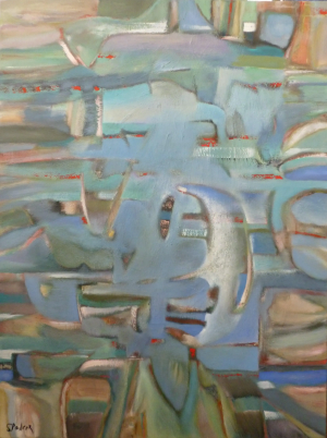 "Quarter Moon" Large Abstract Oil Painting by Scott Spencer