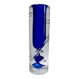 Mid Century Modern Blue Scandinavian Art Glass Vase