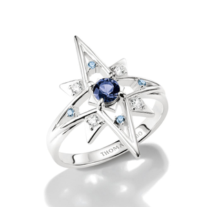 Silver Blue Zirconia Star Ring