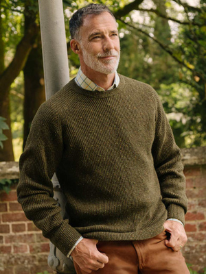 Green Flecked Crew Neck Jumper