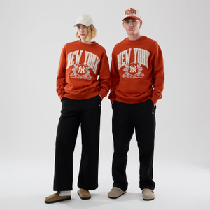 New York Yankees MLB Arch Graphic Orange Oversized Crew Neck Sweater