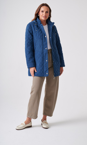 Anna Rose Hooded Quilted Coat - Lagoon
