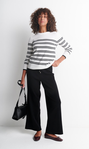 Striped Fine Knit Jumper - Ivory