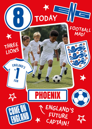 Moonpig England's Future Captain Photo Upload Football Birthday Card