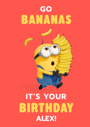 Moonpig Minions Go Bananas Birthday Card