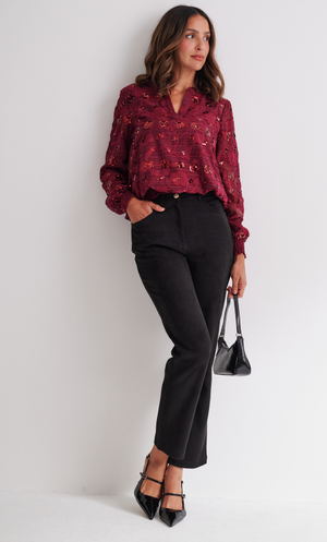 Anna Rose Stretch Moleskin Straight Leg Trousers - Black