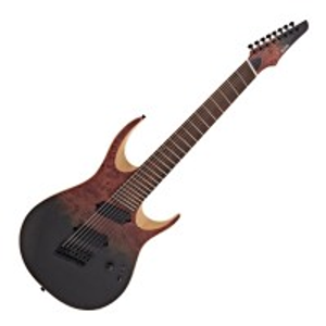 G4M 529 Guitarra eléctrica de 8 cuerdas con traste en abanico, Grey Tide Fade
