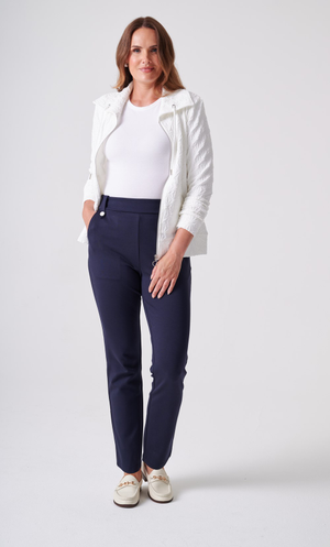 Anna Rose Slim Leg Ponte Trousers 25" Leg - Navy