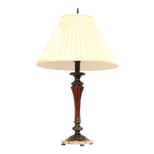 Early 21st Century Traditional Bronze, Wood & Marble Candlestick Table Lamp