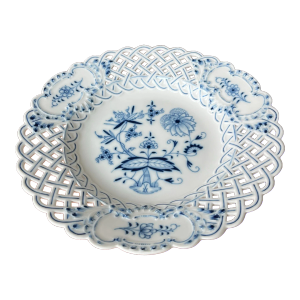 Vintage Mid 20th Century Meissen Blue Onion Pierced Dessert/Cookie Platter