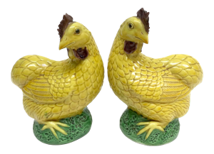 Antique Chinese Porcelain Chicken Figures - a Pair