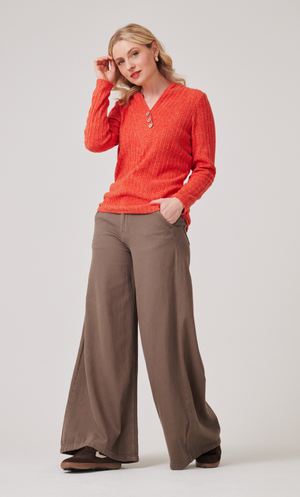 Brushed Rib Knit Top - Rust