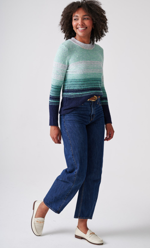 Graduated Stripe Knit Jumper - Navy/Teal