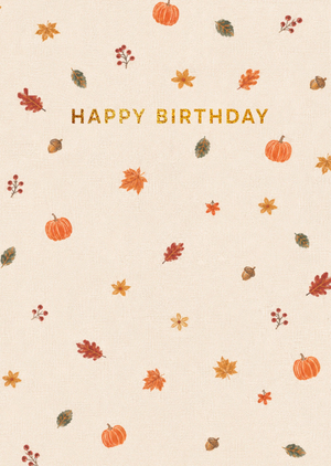 Moonpig Autumn Leaves And Pumpkins Birthday Card