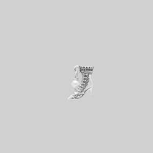 HERESY. Witches Boot Pearl Stud Earring - Silver