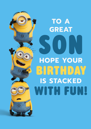 Despicable Me Minions To A Great Son Stacked With Fun Birthday Card