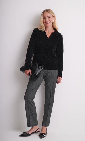 Collared Chenille Jumper - Black