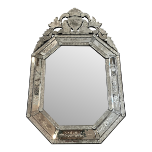 Late 19th Century Antique, Etched Venetian Style, St. Double Framed Octagon Shape Mirror