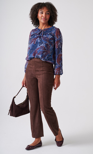 Bootcut Suedette Trousers - Chocolate
