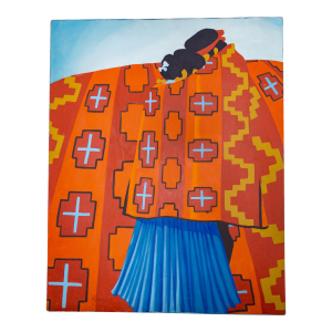 Native Americans in Navajo Blanket Painting by J Pauer 1987 | Wedding Poem