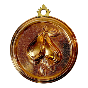 1950s Vintage Arts & Crafts Farmhouse Boho Chic Pear Copper and Brass Mold.
