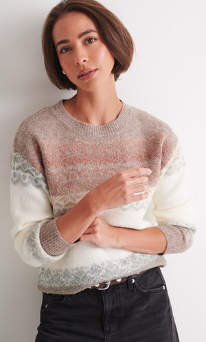 Super Soft Patterned Knit Jumper - Grey/Beige Check
