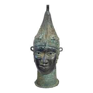 Large African Benin Bronze Head of a Queen Nigeria 20" H
