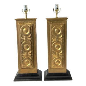 19th Century Spanish Colonial Giltwood Columns, Now as Lamps - a Pair