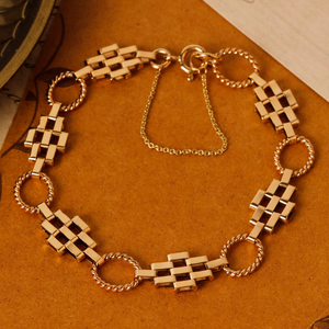 Pre-Owned Vintage 1984 9ct Gold Brick & Rope Link Bracelet