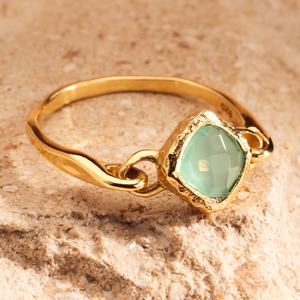 Signature Gold Plated Aqua Chalcedony Ring