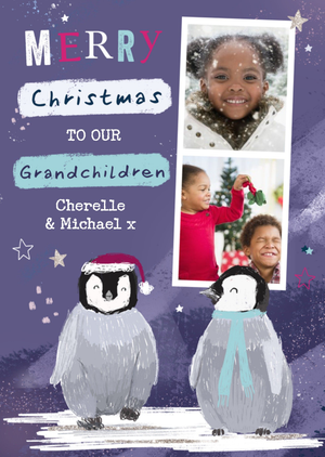 Moonpig Cute From The Granparents Penguin Photo Upload Christmas Card