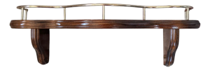 Vintage Wooden Wall Shelf With Brass Railing