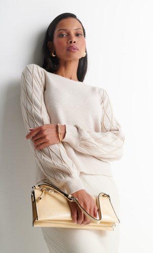 Anna Rose Shimmer Diamond Detail Sleeve Jumper - Gold