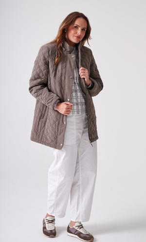 Anna Rose Hooded Quilted Coat - Mocha