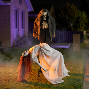 1.70m Halloween Animated Standing Floating Lady with Magic Reaper
