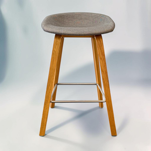 Second Hand HAY High Stool – Grey Fabric & Oak Legs