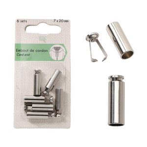 Lot de 6 embouts de cordon tube - Argent