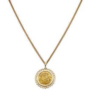 Pre-Owned 1912 Full Sovereign Coin In 9ct Gold Necklace Mount